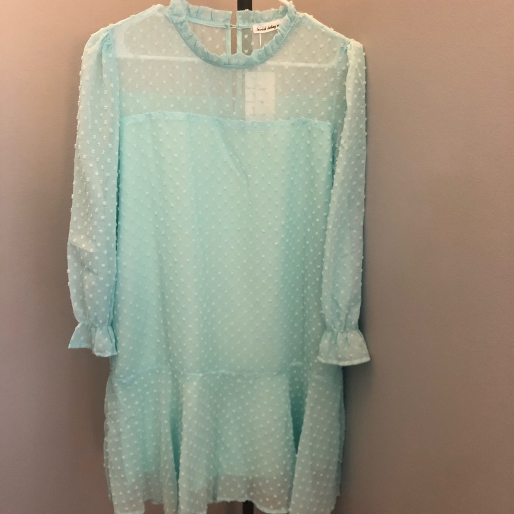 Textured Polka Dot Ruffle Dress! - Size M NWT